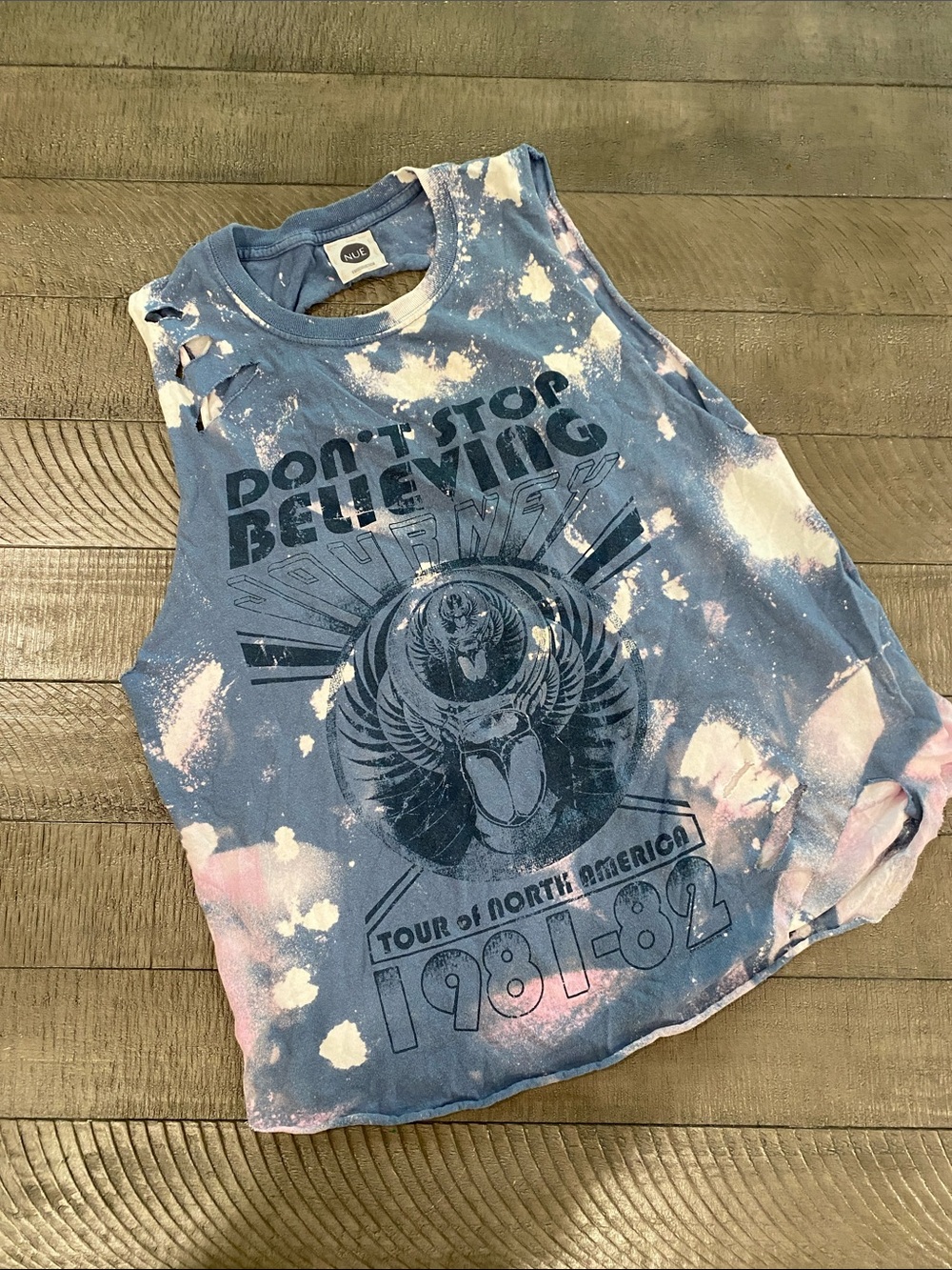 Vintage-Style Blue Tie-Dye Graphic Tank